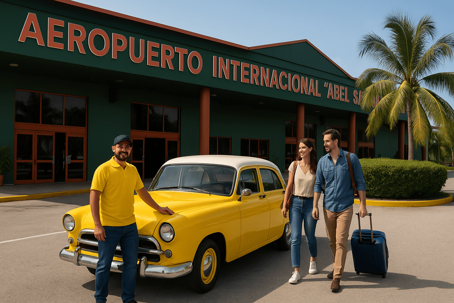 Aeropuerto abel santamaria foto clientes y chofer | taxi to or from airports | cubadriver