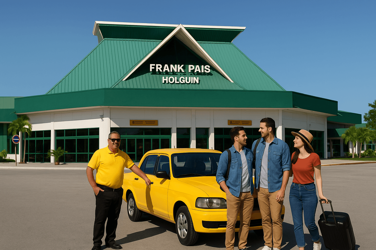 Aeropuerto frank pais en holguin foto clientes y chofer | taxi to or from airports | cubadriver